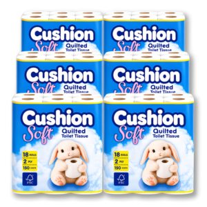 Cushion Soft 2ply Toilet rolls – 6 Packs of 18 (108 Rolls)
